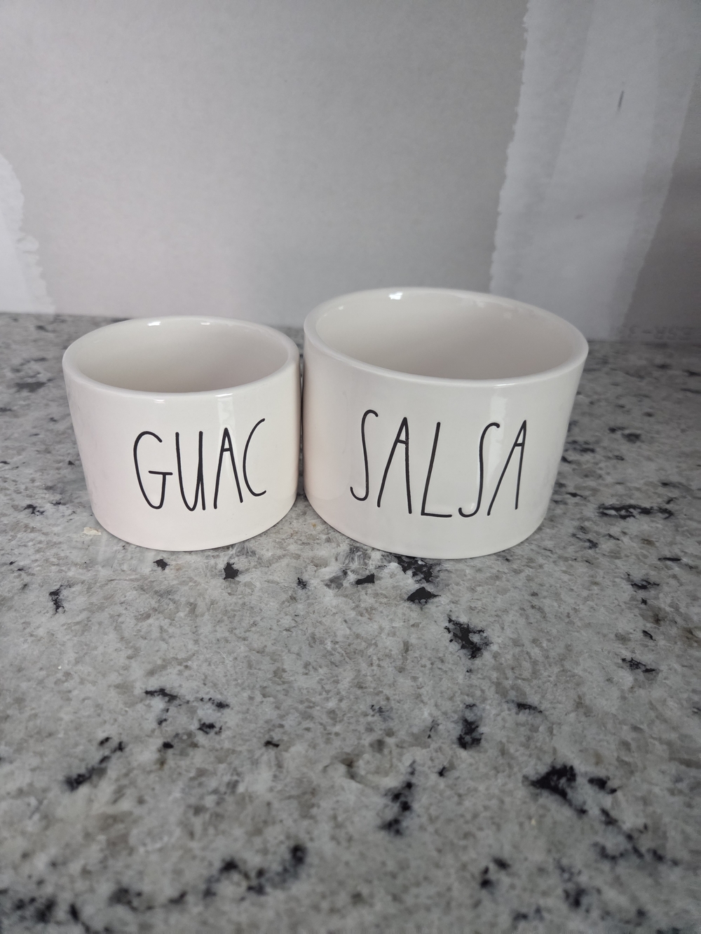 White Ceramic 'Guac' and 'Salsa' Serving Bowls